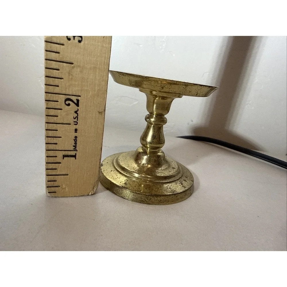 Vintage Brass Piller Candle Holder Hallmark Made In Hong Kong Tarnished‎ Gold